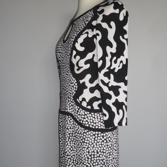 Diane von Furstenberg Black White Rose Heart Firebird Mosaic Silk Mini Dress 8 - Picture 9 of 13